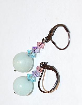 Simple Dangle Globe & Beads EARRINGS Set with Black SNAP Clasp