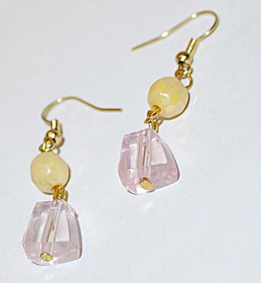 Pink & Yellow Acrylic EARRINGS Set with Wire Hook Clasp