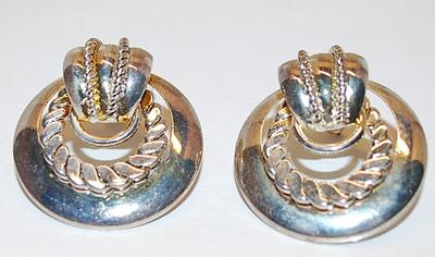 Marked "PREMIER USA ©" - Silver Colored Metal Loops & Swirls EARRINGS Set with Stud Post Clasp