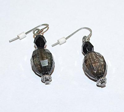 Gray & Black Beads EARRINGS Set with Wire Hook Clasp