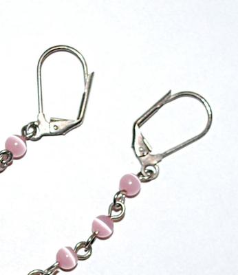 Pink Globes Dangle EARRINGS Set with Leverback Clasp
