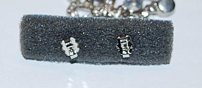 Silver Colored DANGLE EARRINGS with Clear round Stones and Stud Post Clasp