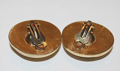 Gold Tone Circle EARRINGS with "Dented" Centers and Snap-On Clasps