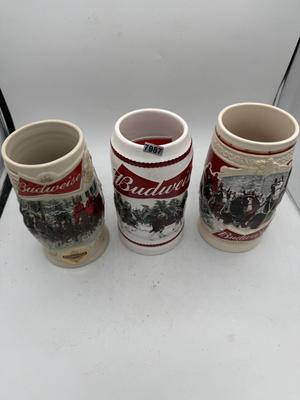 Trio of Budweiser steins
