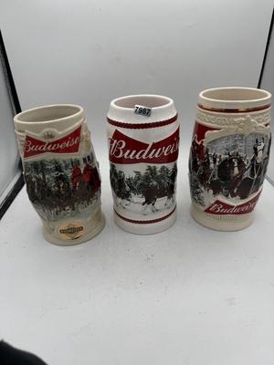 Trio of Budweiser steins