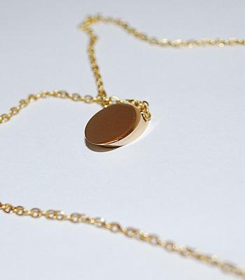 Slanted Gold Tone Oval Engraved Letter "D" PENDANT / NECKLACE with Gold Tone Necklace Chain and Lobster Clasp 14" L