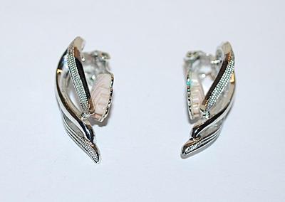 Silver Colored SWIRL Style EARRINGS (1½" x ½") with Both Smooth & Dimpled Swirls and Spring SNAP Clasps