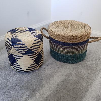 LOT 18F: Water Hyacinth & Hand Woven Colorful Baskets
