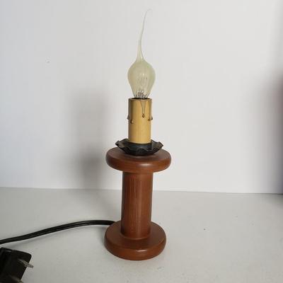 LOT 43F: Longaberger Basket, Bobbin Spool Lamp, Decorative Driftwood by Pottery Barn & More