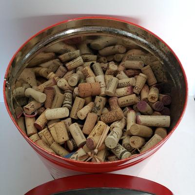 LOT 44F: Large Economy Pretzels Tin Filled with Corks