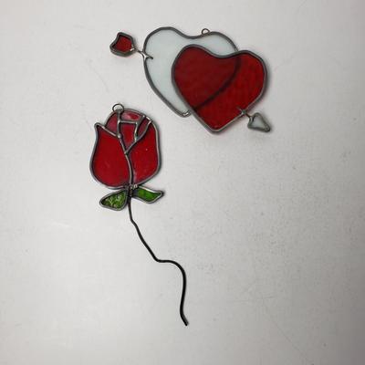 LOT 47F: Stained Glass Suncatchers-Hummingbird, Rose & Others
