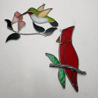 LOT 47F: Stained Glass Suncatchers-Hummingbird, Rose & Others