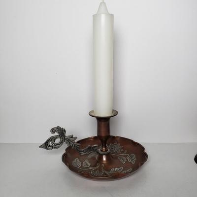 LOT 48F: Collection of Brass & Copper-Mortar & Pestle, Trinket Dishes, Candlesticks & More