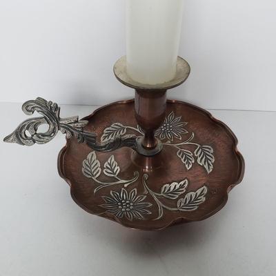 LOT 48F: Collection of Brass & Copper-Mortar & Pestle, Trinket Dishes, Candlesticks & More