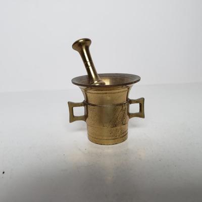 LOT 48F: Collection of Brass & Copper-Mortar & Pestle, Trinket Dishes, Candlesticks & More