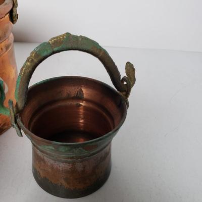 LOT 48F: Collection of Brass & Copper-Mortar & Pestle, Trinket Dishes, Candlesticks & More