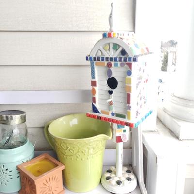 LOT 52P: Four-Tiered Shelf with Collection of Planters & Outdoor Decor