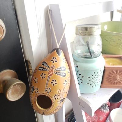 LOT 52P: Four-Tiered Shelf with Collection of Planters & Outdoor Decor