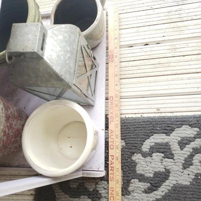 LOT 52P: Four-Tiered Shelf with Collection of Planters & Outdoor Decor