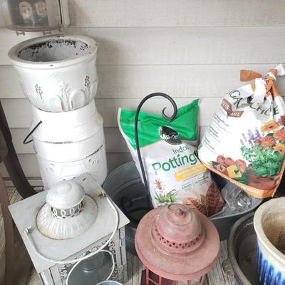 LOT 55P: Huge Assortment of Planters, Tools, Lanterns & Garden Necessities