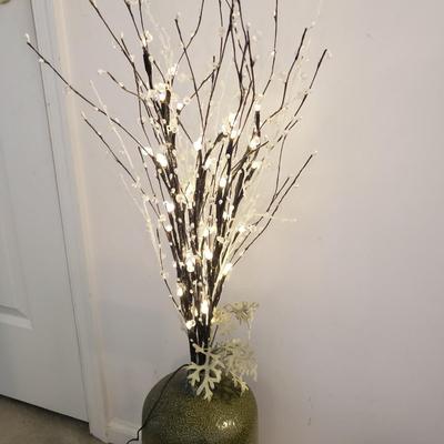 LOT 56F: Decorative Ceramics Pitchers & Floor Vase with Lighted Branch Florals