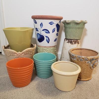 LOT 60P: Large Collection of Ceramic Planters with Italian Terracotta Painted Fruit Panter