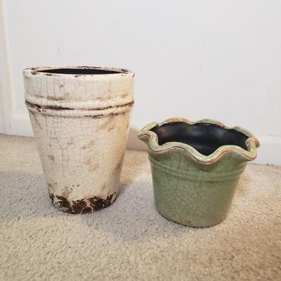 LOT 60P: Large Collection of Ceramic Planters with Italian Terracotta Painted Fruit Panter