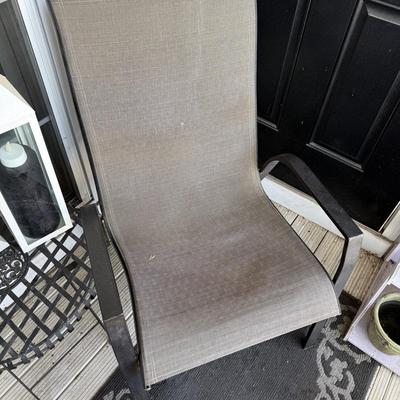 LOT 61P: For the Porch: Outdoor Chair, Folding Side Table, White Decorative Lanterns