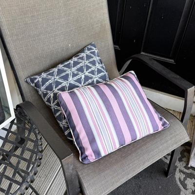 LOT 61P: For the Porch: Outdoor Chair, Folding Side Table, White Decorative Lanterns