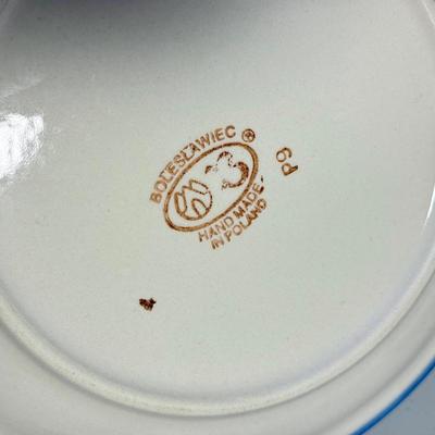 LOT 62K: Boleslawiec Handmade Polish Pottery: Two Blue Lace Bowls & Grecian Peacock, Flowering Peacock & Traditional Floral...