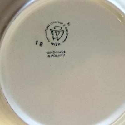 LOT 62K: Boleslawiec Handmade Polish Pottery: Two Blue Lace Bowls & Grecian Peacock, Flowering Peacock & Traditional Floral...