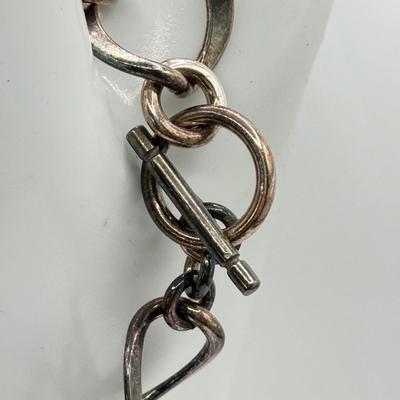 LOT 71J: 925 Sterling Silver Artisan Link Bracelet w/ Toggle Clasp (7" - 24.7g)