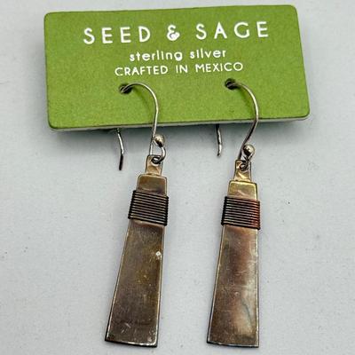LOT 72J: Sterling Pierced Earrings: Pair marked Israel & NWT Seed & Sage made in Mexico (11.31g)