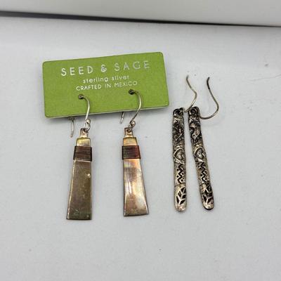 LOT 72J: Sterling Pierced Earrings: Pair marked Israel & NWT Seed & Sage made in Mexico (11.31g)