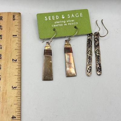 LOT 72J: Sterling Pierced Earrings: Pair marked Israel & NWT Seed & Sage made in Mexico (11.31g)