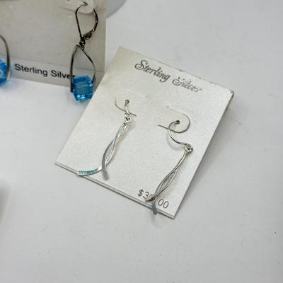 LOT 75J: Sterling Jewelry: 29" Chain & Three Pairs of NWT Earrings(12.1g without pendant)