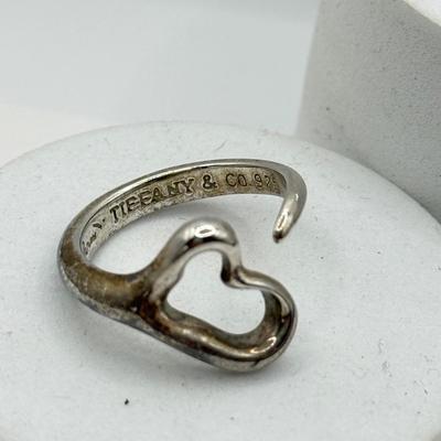 LOT 76J: Signed Sterling Tiffany & Co Heart Ring with another 925 Artisan Ring (12.34g)