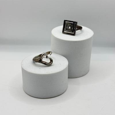 LOT 76J: Signed Sterling Tiffany & Co Heart Ring with another 925 Artisan Ring (12.34g)
