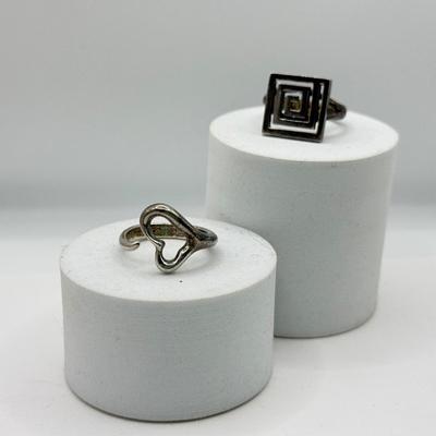 LOT 76J: Signed Sterling Tiffany & Co Heart Ring with another 925 Artisan Ring (12.34g)