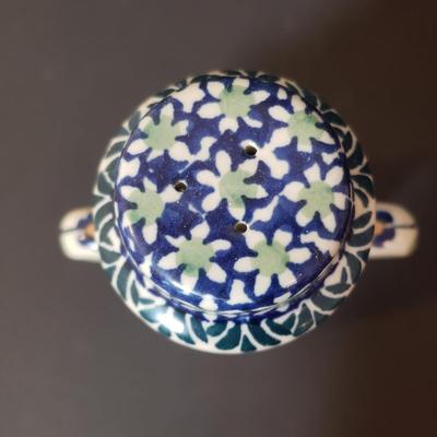 LOT 82K: Matching Polish Pottery Shaker, Pitcher & Plate Set