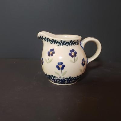 LOT 82K: Matching Polish Pottery Shaker, Pitcher & Plate Set