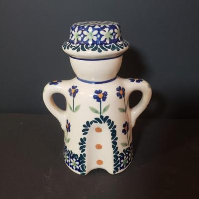 LOT 82K: Matching Polish Pottery Shaker, Pitcher & Plate Set