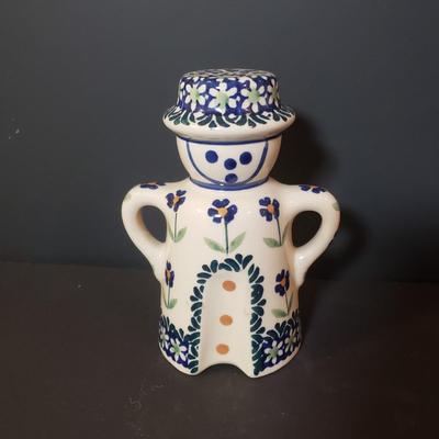 LOT 82K: Matching Polish Pottery Shaker, Pitcher & Plate Set