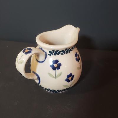 LOT 82K: Matching Polish Pottery Shaker, Pitcher & Plate Set