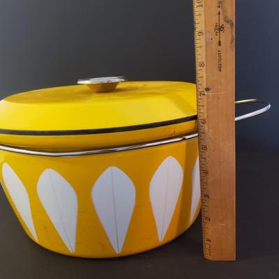 LOT 86F: Vintage MCM Catherineholm Enamel Lotus Pot- Large 12.5" Diameter