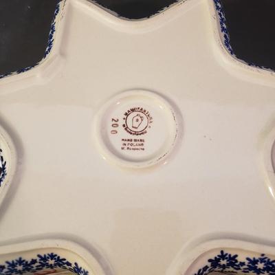 LOT 87K: Polish Pottery Holiday Tea Light Holder, Star Shaped Serving Dish & Snowflake Servingware