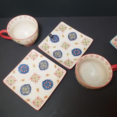 LOT 90K: Set of 5 Hand Painted Yokohama Studio Coffee Mug & Plate Sets