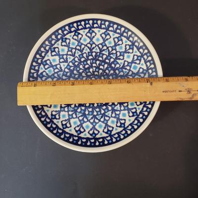 LOT 91K: Polish Pottery Scalloped Bowl & Decorated Plates