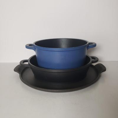 LOT 95K: Le Creuset Cast Iron Pan & Berndes German Pots
