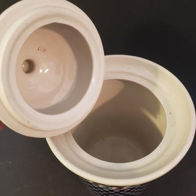 LOT 96K: Polish Pottery Tall Canister & Heart Shaped Dish